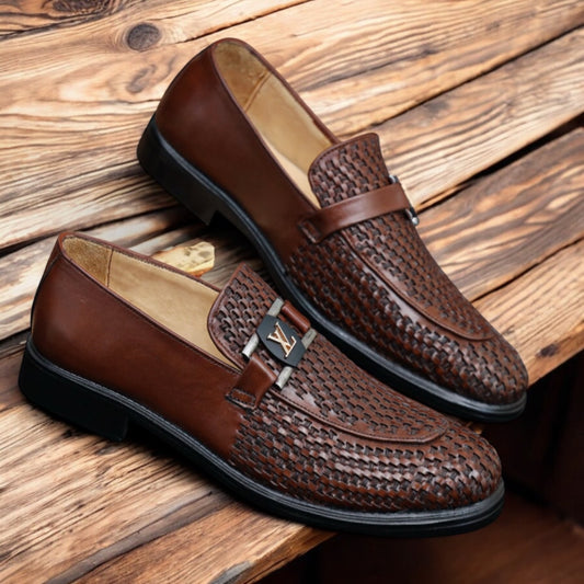 Designer Ribbed-Knit Leather  -16595