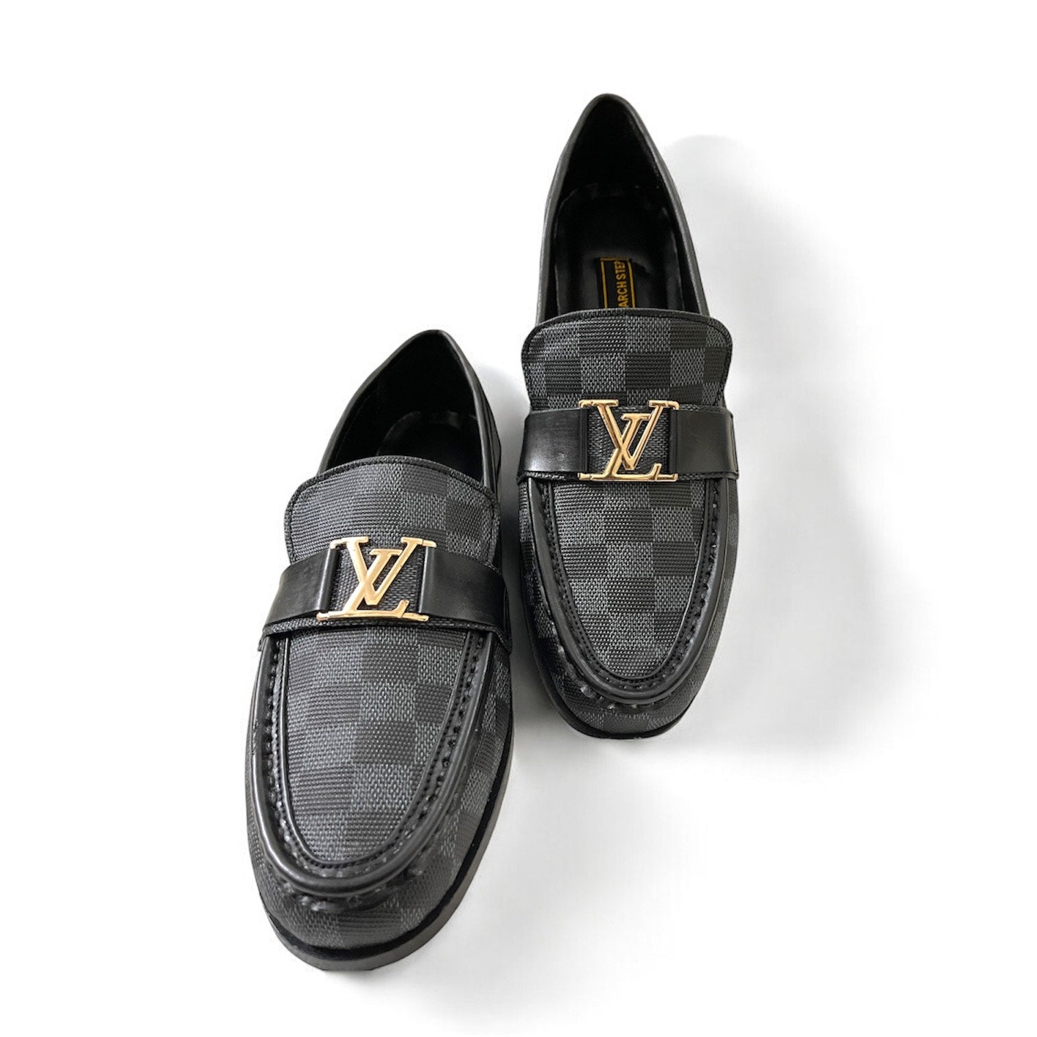 Louis Vuitton Mens US 9 Black Damier Sparkle Slip On Loafer Dress Shoe 1LV3L17 LOUIS VUITTON Major Loafer Damier Graphite Shoes Black US 9 main image 2