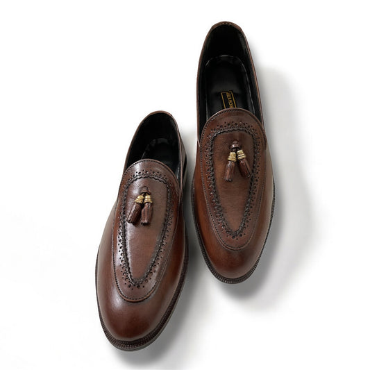 Chestnut Tassel Brown  Brogue Loafers - 16620