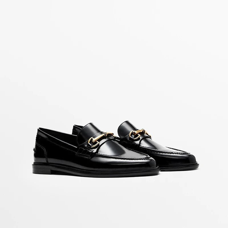 BelleCuir Metal Buckle  Leather Shoes- 16577