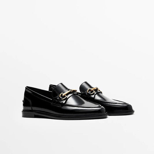BelleCuir Metal Buckle  Leather Shoes- 16577