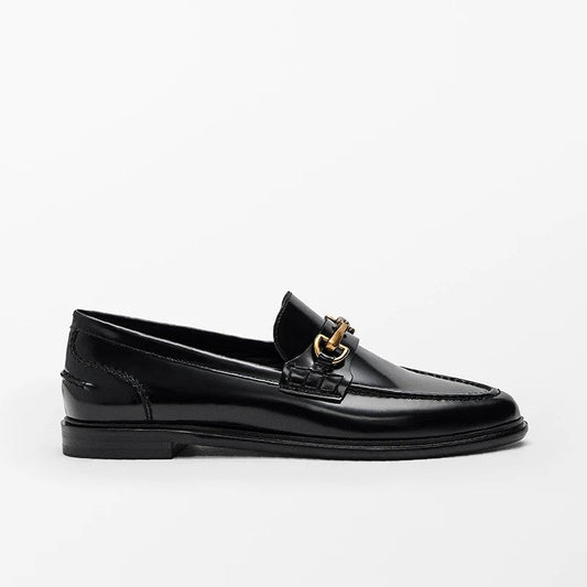 BelleCuir Metal Buckle  Leather Shoes- 16577