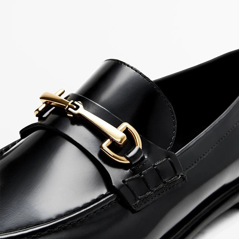 BelleCuir Metal Buckle  Leather Shoes- 16577