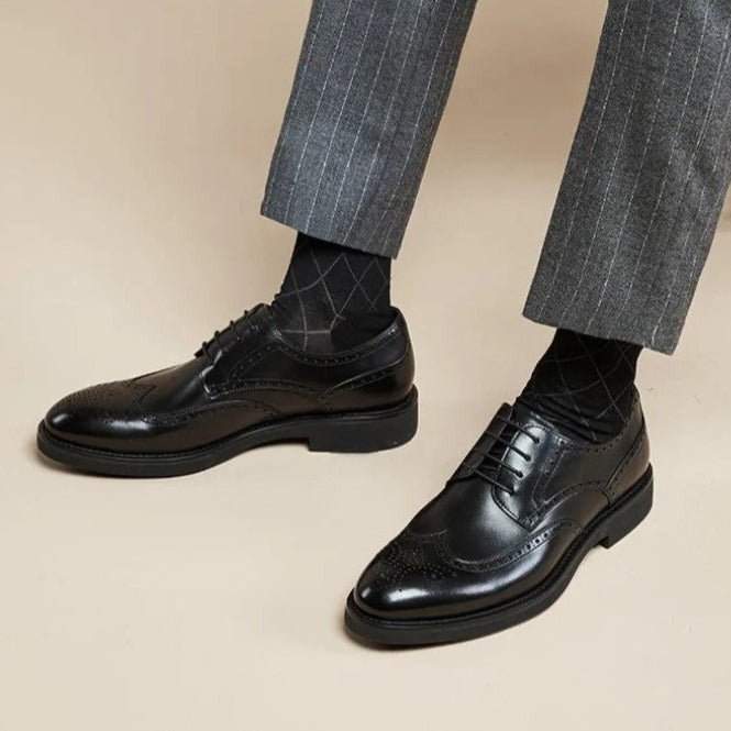 Luxury Brogue Wingtip Leather Shoes-16585