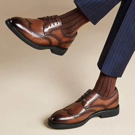 Luxury Brogue Wingtip Leather Shoes-16585