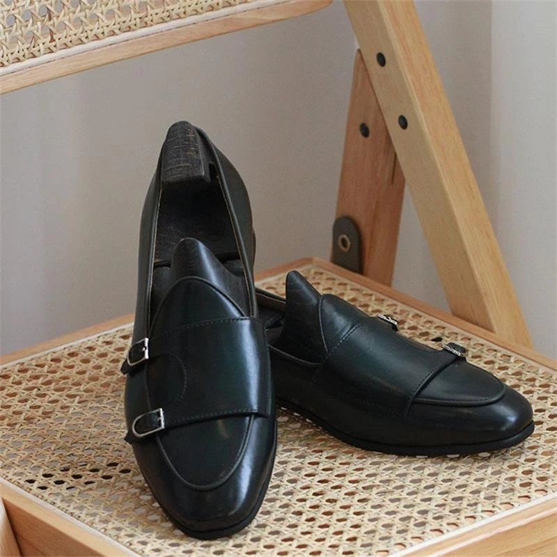 Marbled Calfskin Monk Strap Shoes-16539