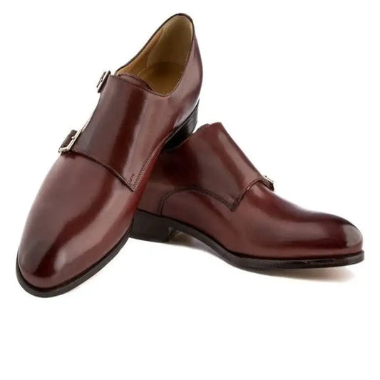 Black Double Monkstrap Antique Shoe -16535