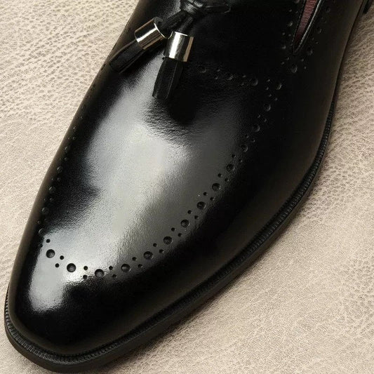 Retro Two-Tone Penny Loafers (Black & Wine Red)-16543