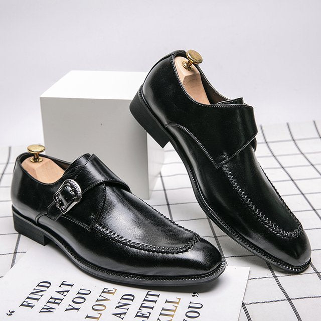 Hand-forged buckle dress shoes-16549