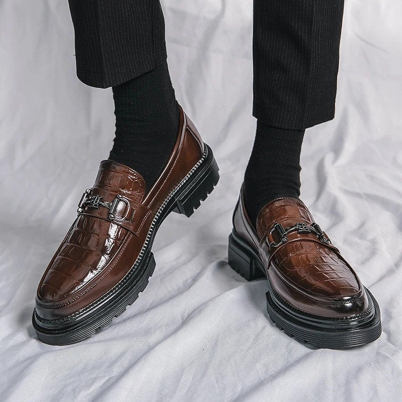 Men’s Brown Slip-On Leather Shoes-16524