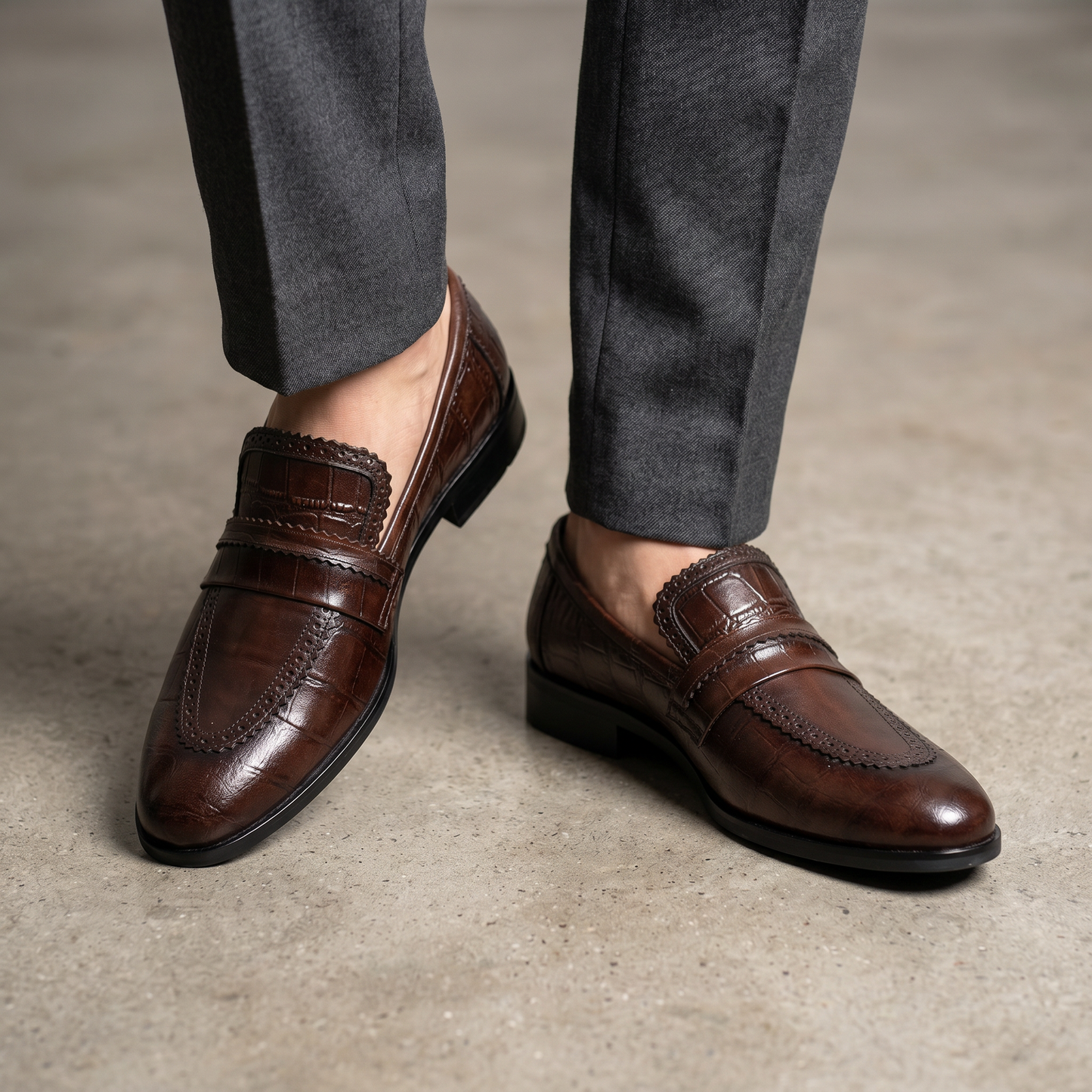 Prestige Croc-Embossed Loafers 16622