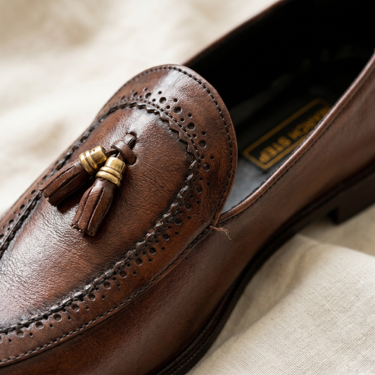 Chestnut Tassel Brown Brogue Loafers - 16620