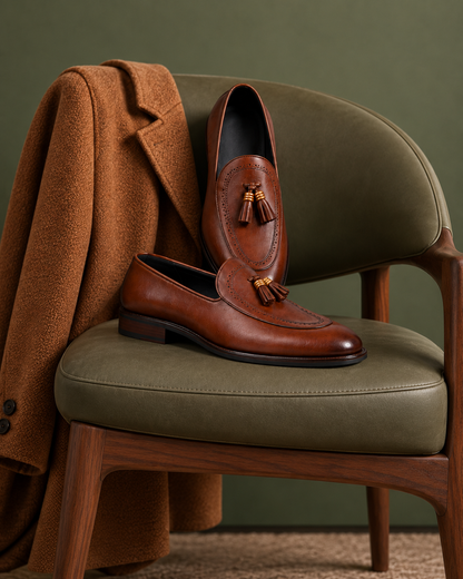 Chestnut Tassel Brown  Brogue Loafers - 16620