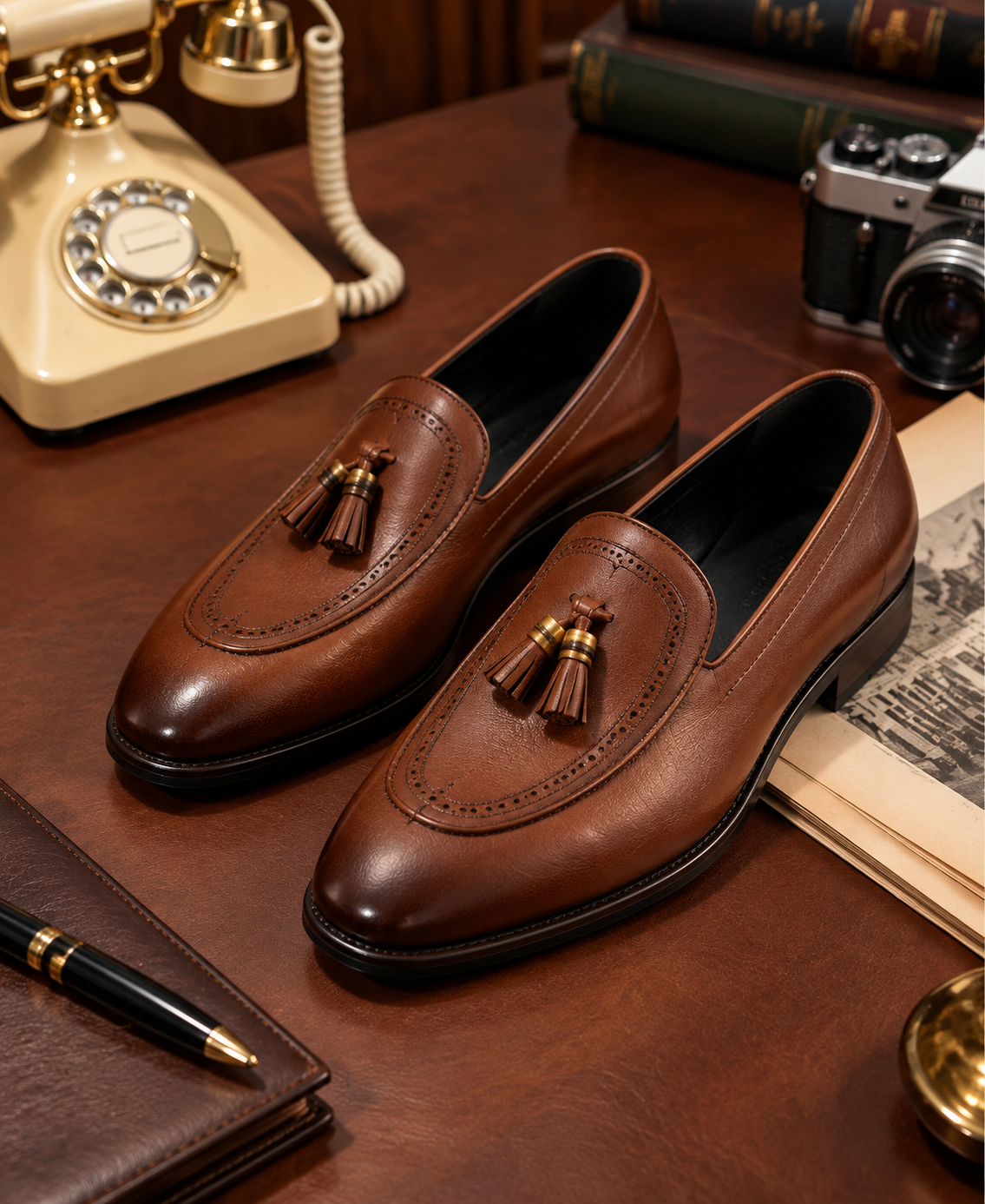 Chestnut Tassel Brown  Brogue Loafers - 16620
