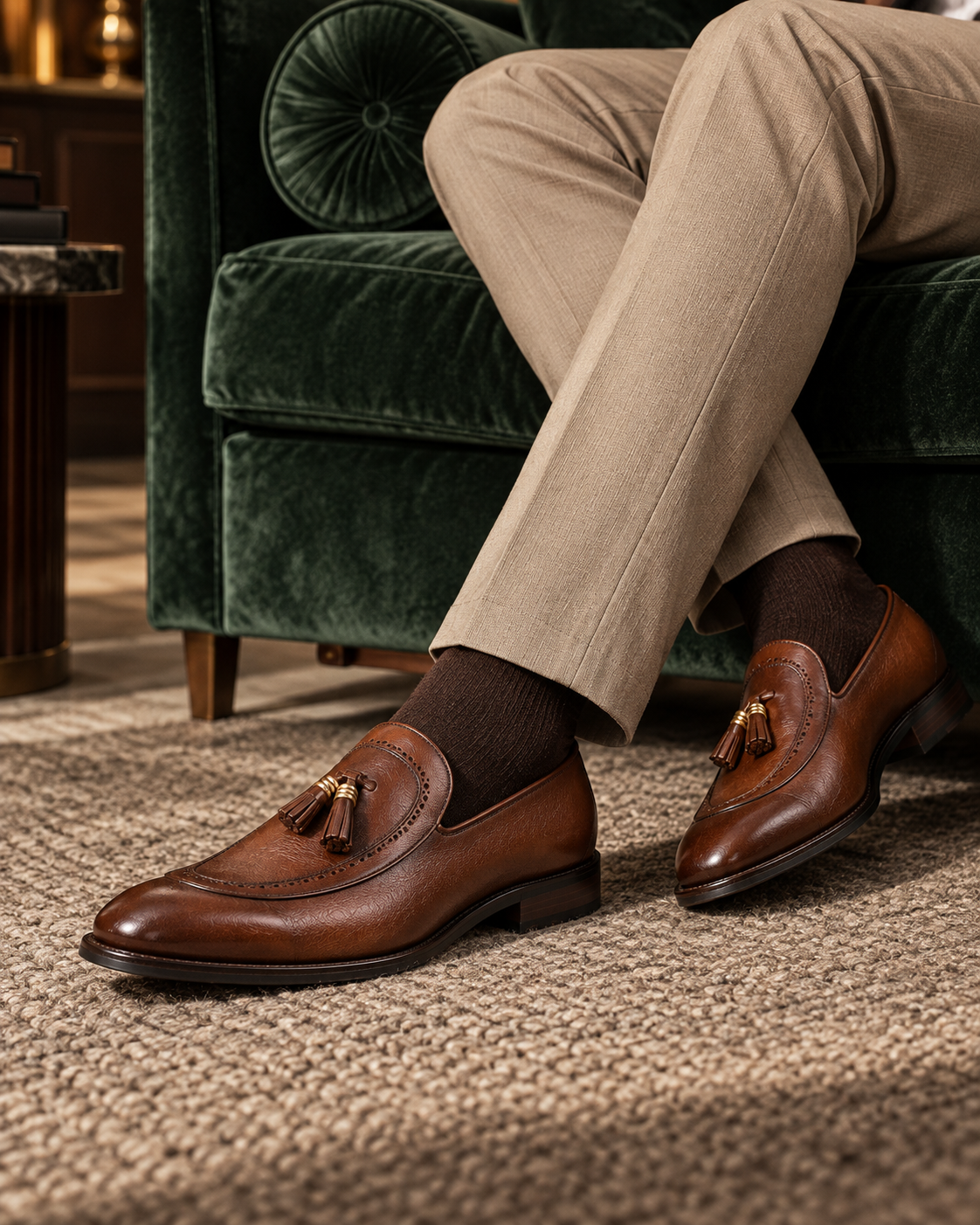 Chestnut Tassel Brown  Brogue Loafers - 16620
