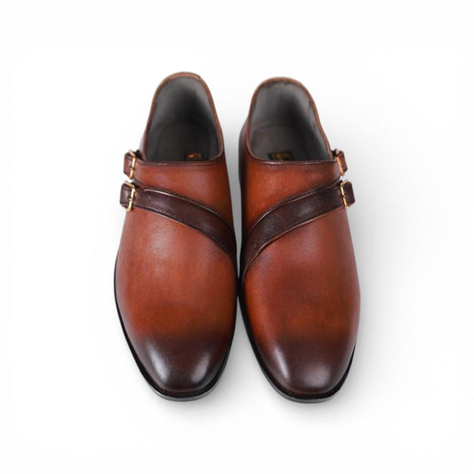 Oxford-Style Double Monk Leather Shoes -16624