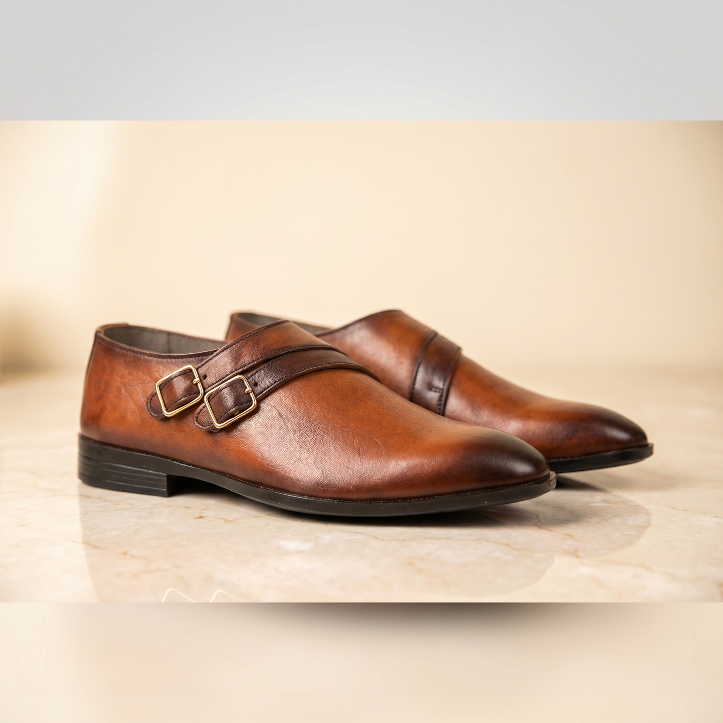 Oxford-Style Double Monk Leather Shoes -16624