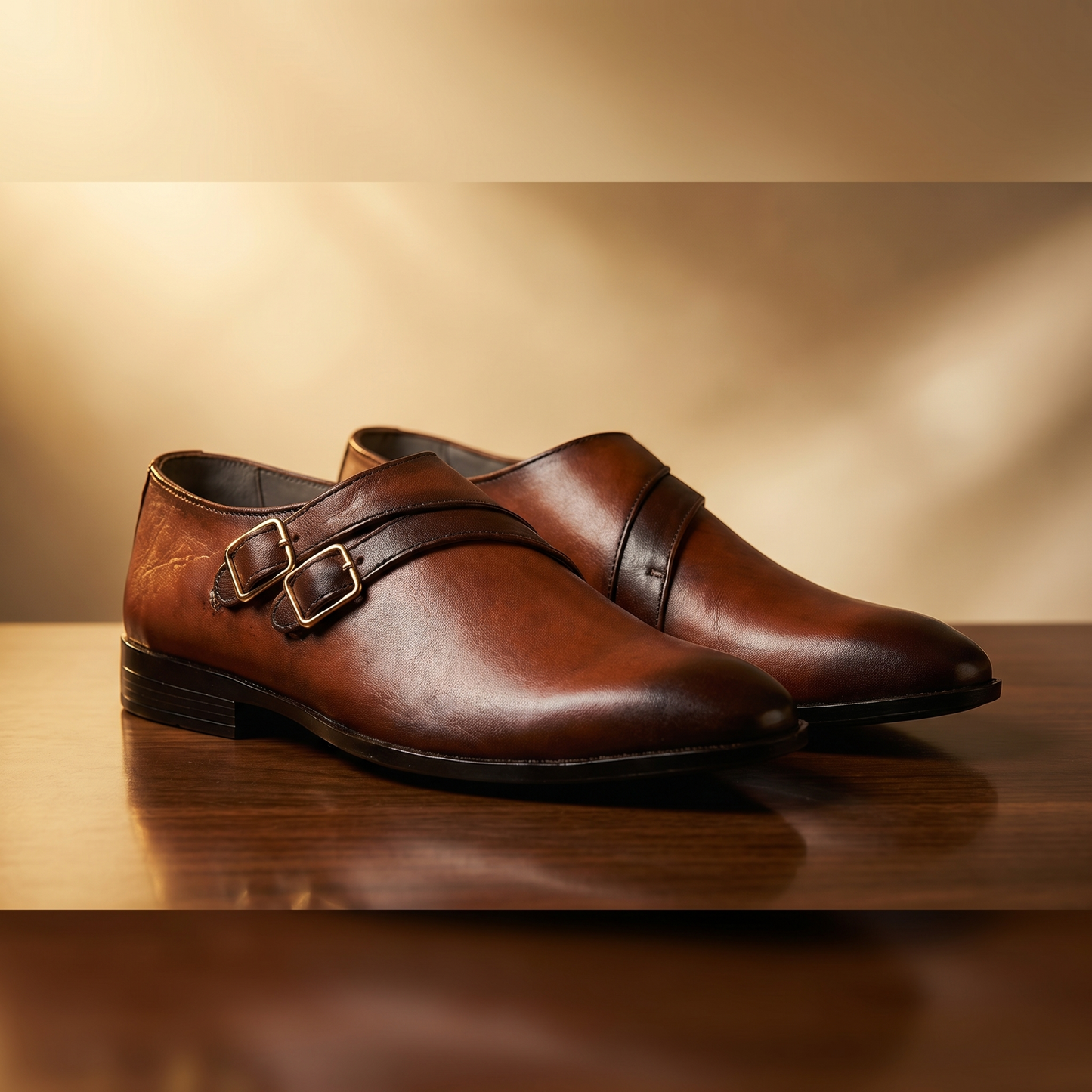 Oxford-Style Double Monk Leather Shoes -16624
